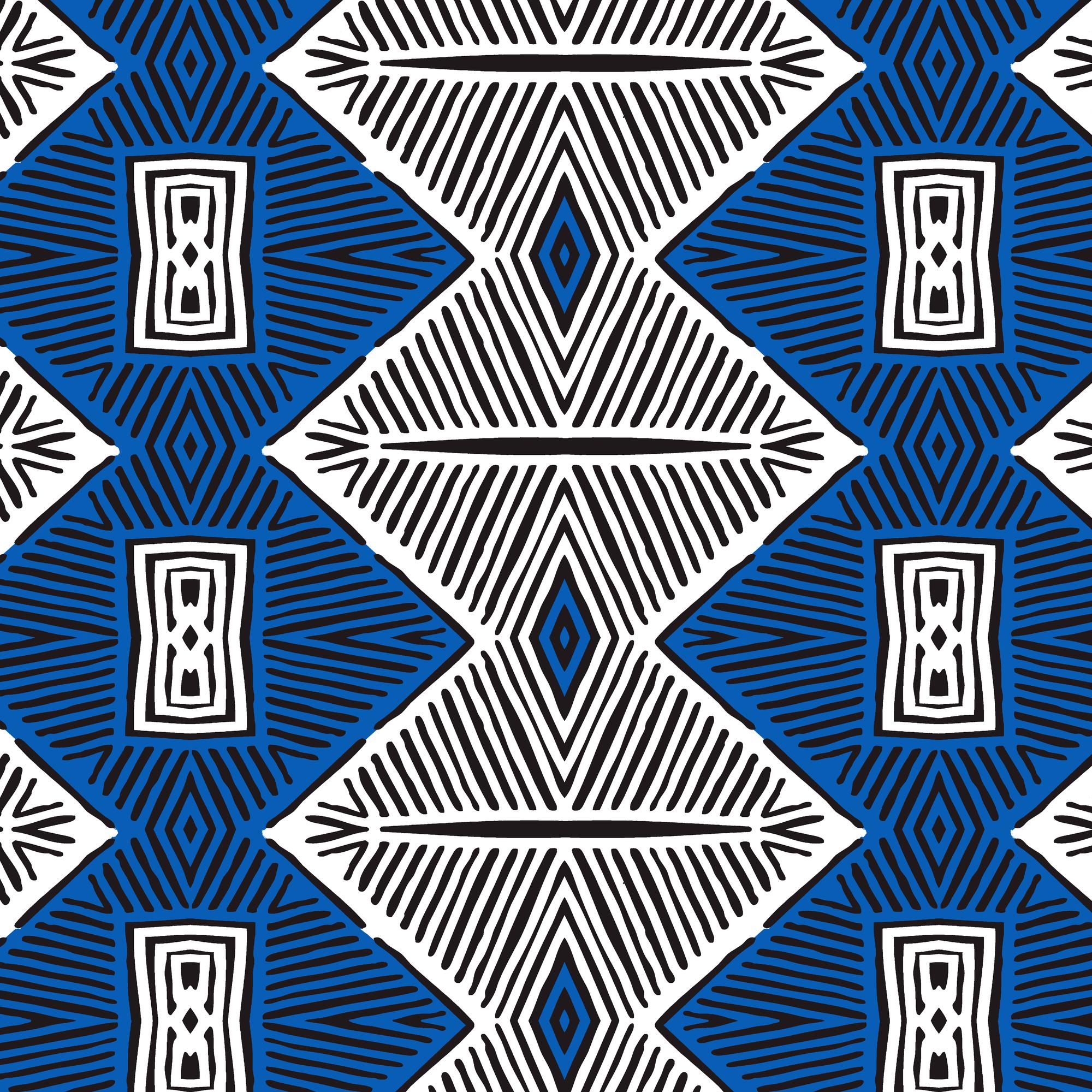 Morogoro in Blau-Weiß mit Muster | Kollektion Tansania IN&OUT 